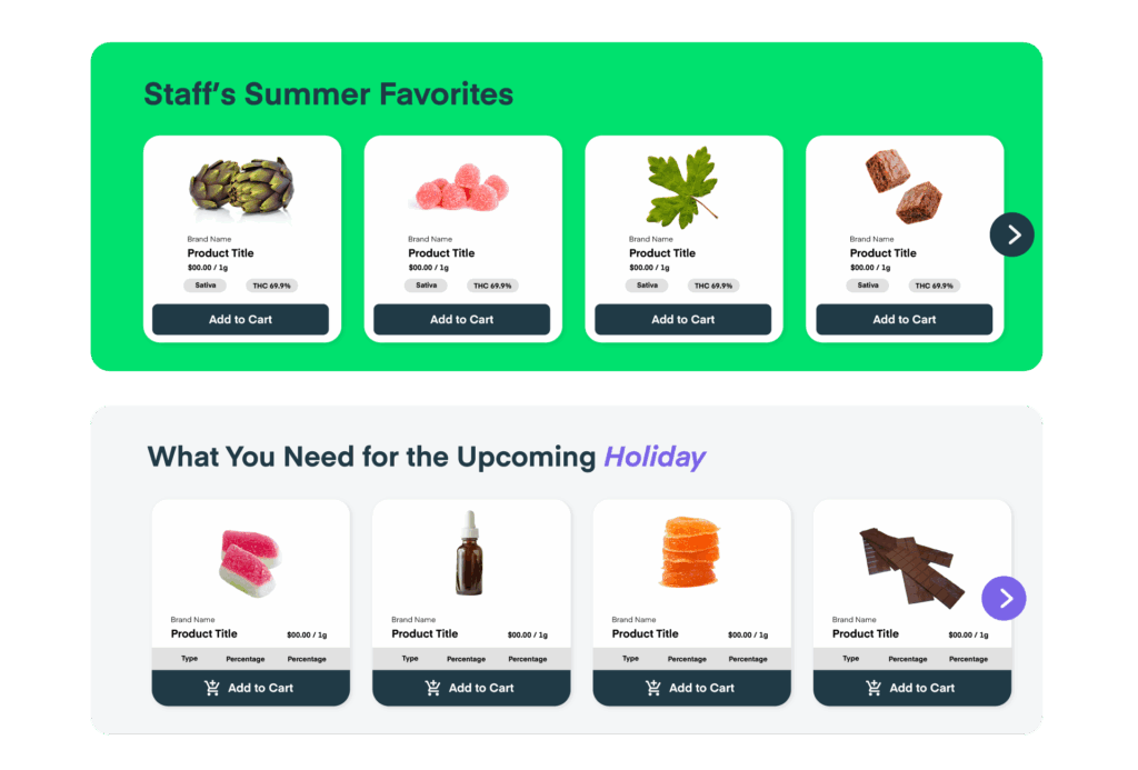 Custom drag and drop slides that allow you to customize buying options on the homepage.